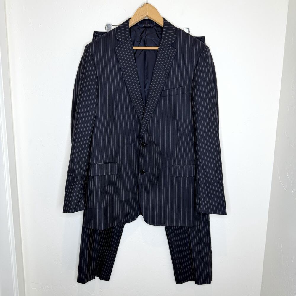 Brooks Brothers Regent Wool Pinstripe Suit Navy Blue Men’s 42L Jacket 36 Pants